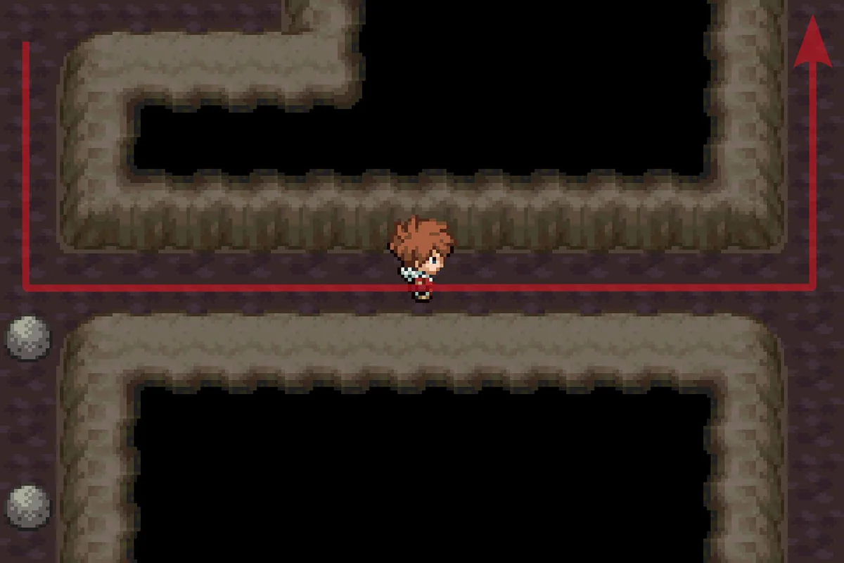 바위를 민 후 동쪽으로 가는 모습. / Pokémon Unbound