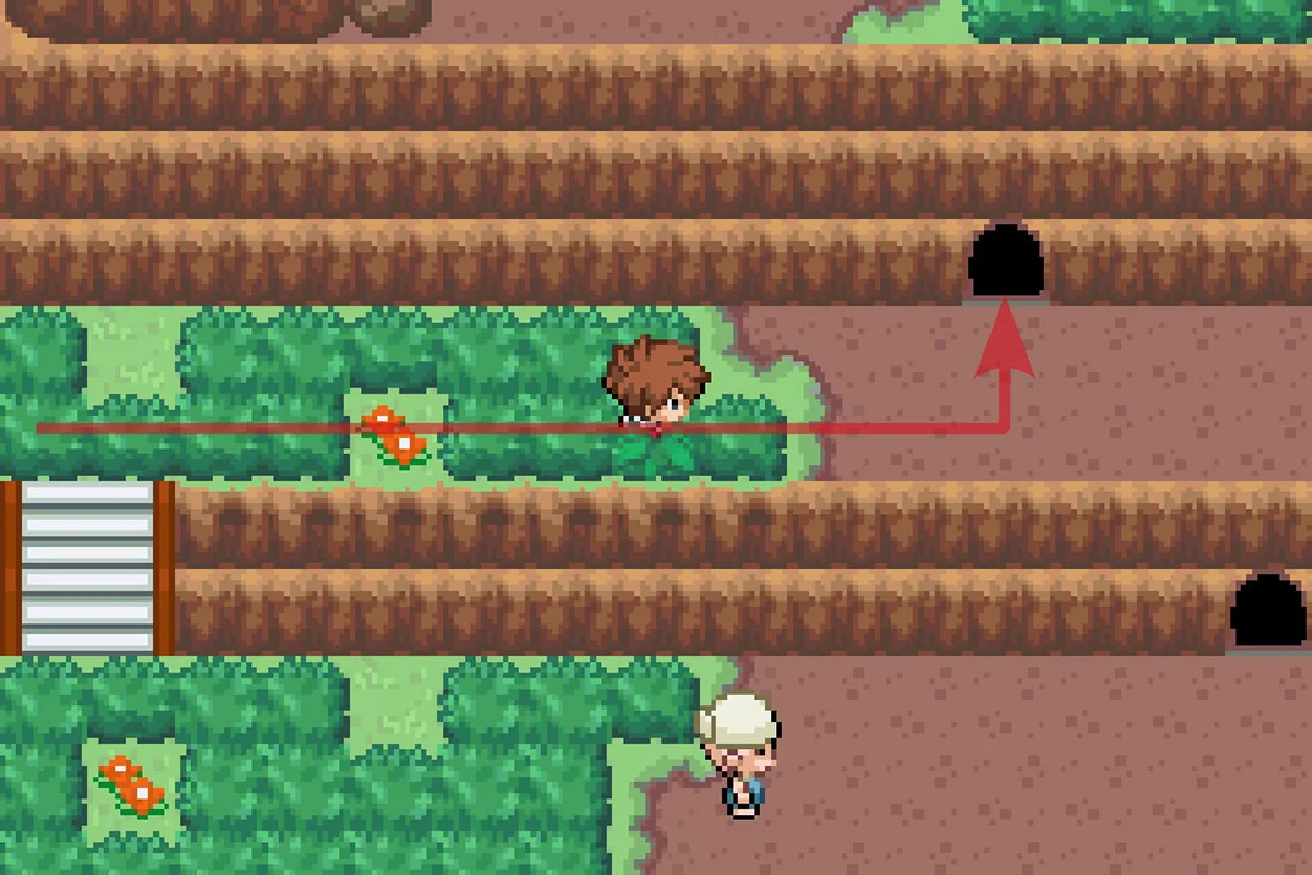 계단을 올라 동굴에 다시 진입하는 모습. / Pokémon Unbound