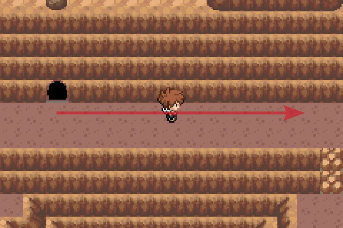 동굴에서 나간 후 동쪽으로 걷는 모습. / Pokémon Unbound