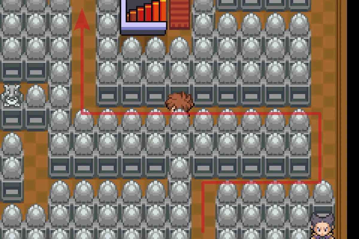 계단에 도달하기 위해 경로를 따라가는 모습. / Pokémon Unbound