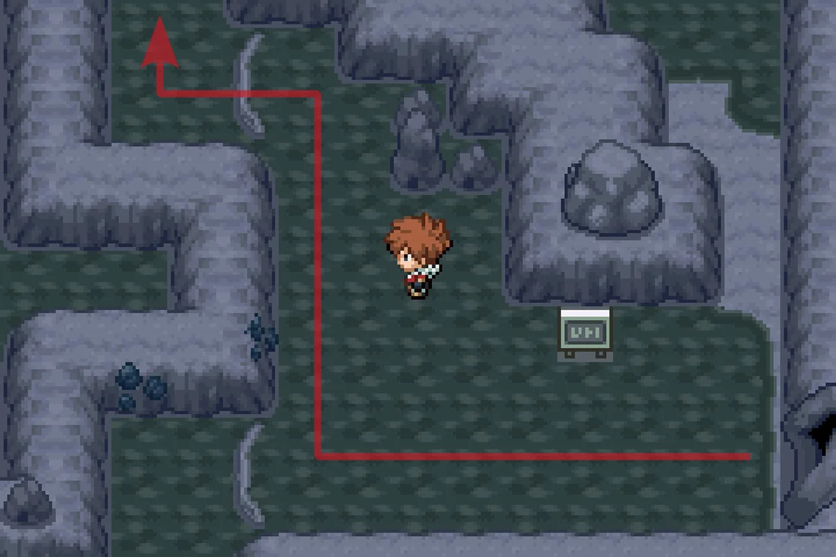 북쪽 난간에서 뛰어내리는 모습. / Pokémon Unbound