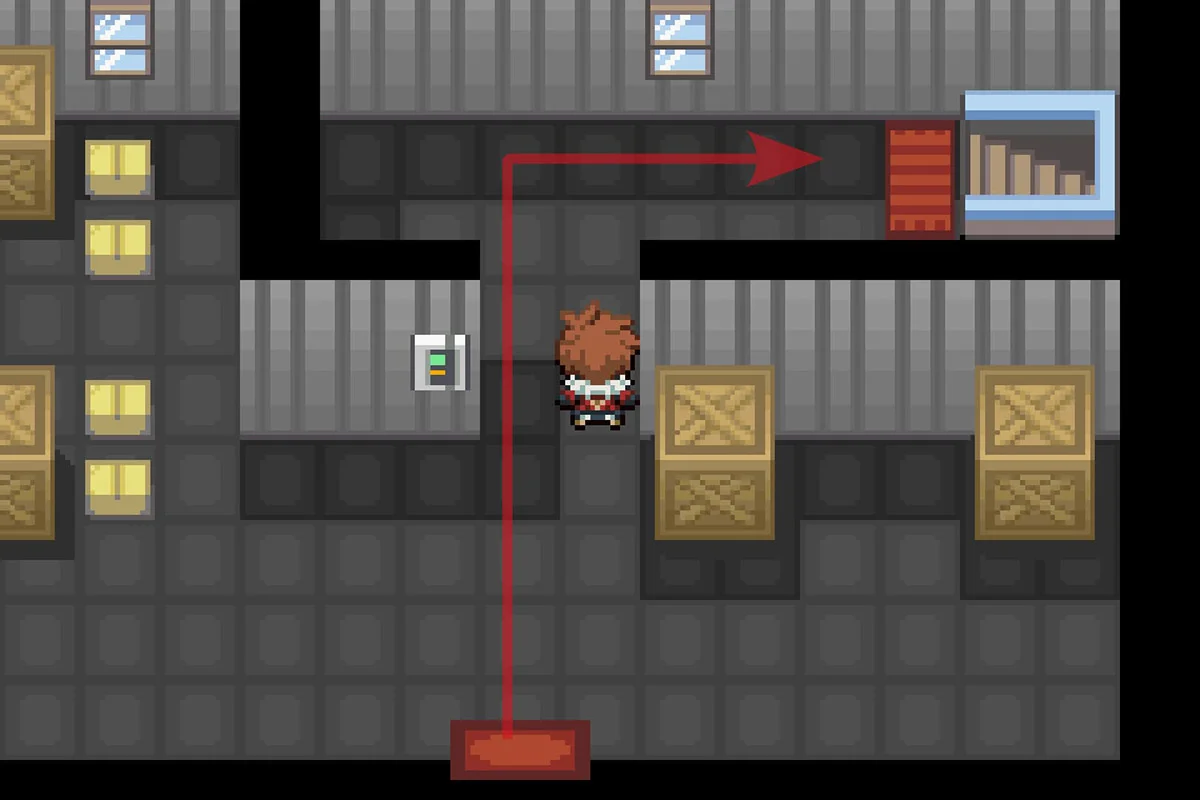 창고 안 계단을 이용하는 모습. / Pokémon Unbound