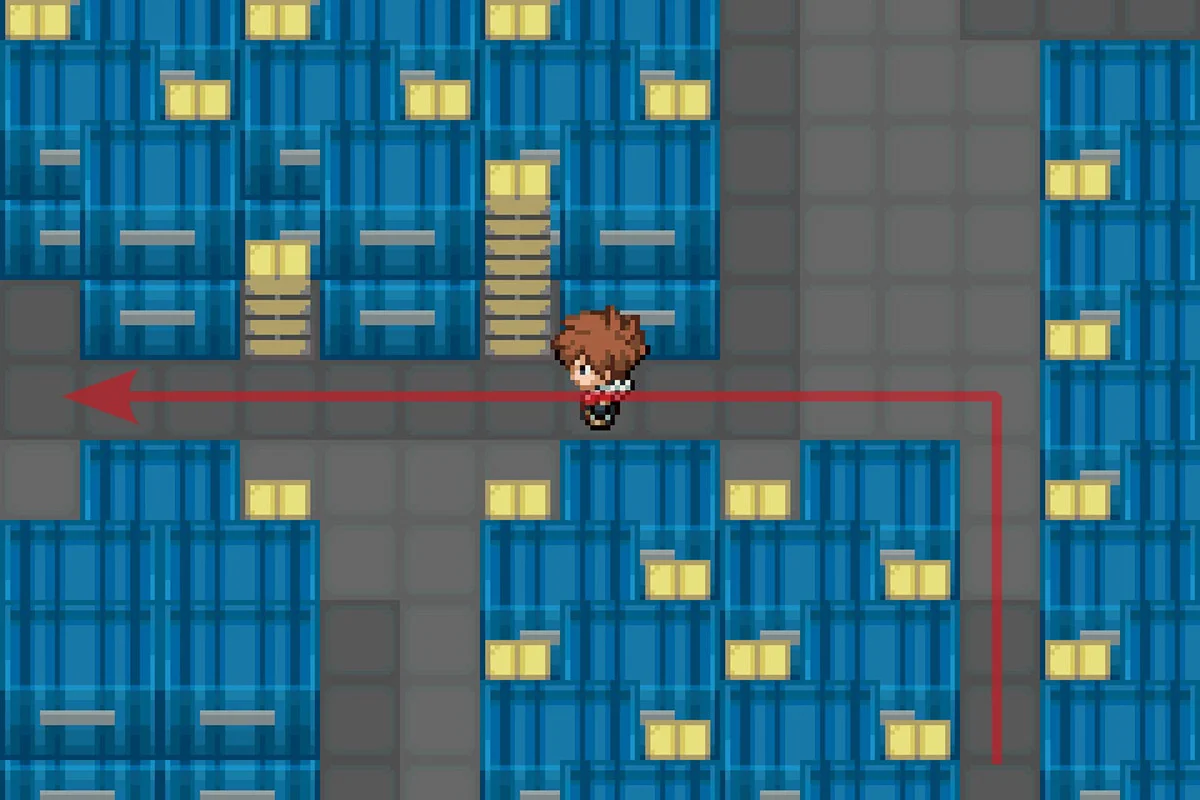 첫 번째로 서쪽으로 꺾는 모습. / Pokémon Unbound