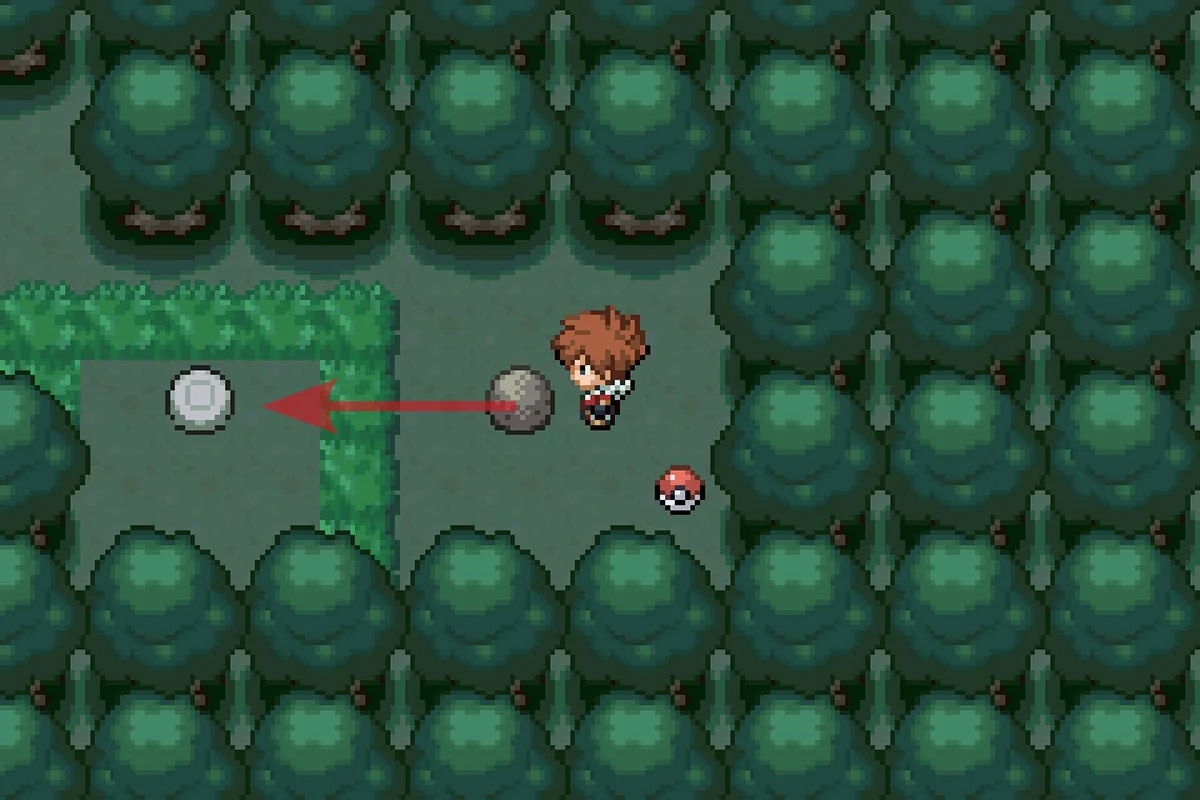 바위를 서쪽으로 미는 모습. / Pokémon Unbound