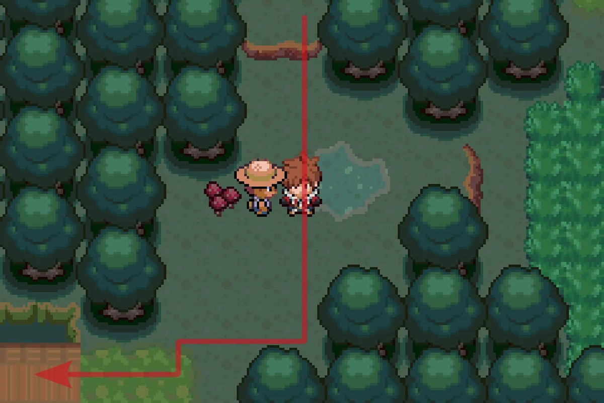 일직선 경로를 계속 따라가는 모습. / Pokémon Unbound