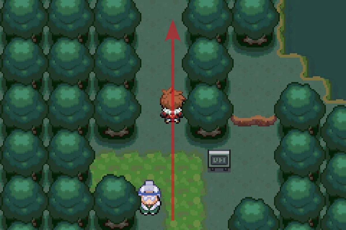 출구를 지나쳐 북쪽으로 걷는 모습. / Pokémon Unbound