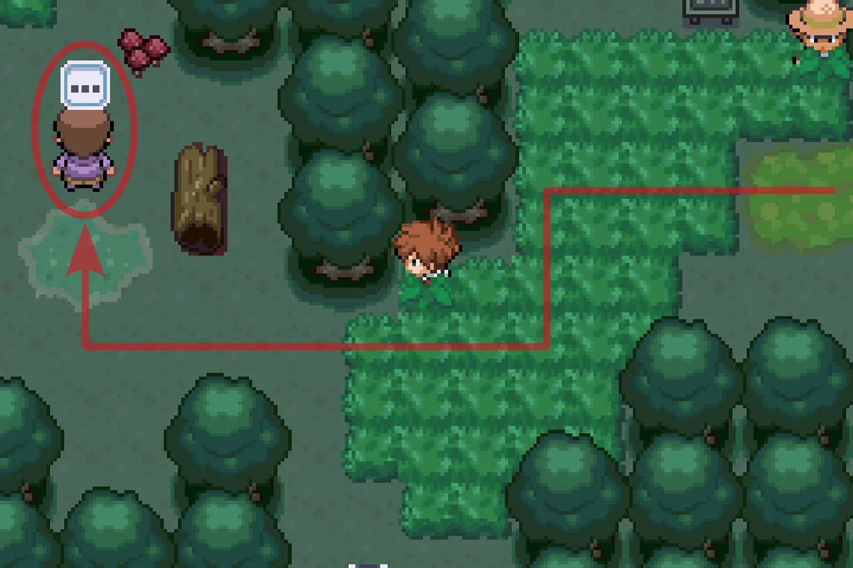 보라색 셔츠 NPC에게 다가가는 모습. / Pokémon Unbound