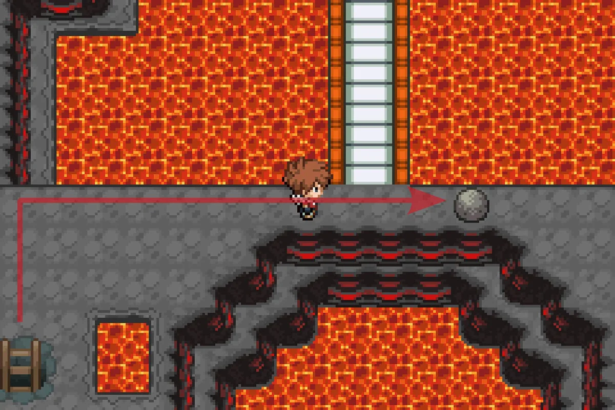 바위를 동쪽으로 미는 모습. / Pokémon Unbound