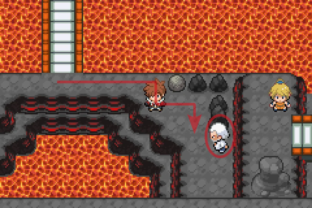 백발의 NPC에게 다가가는 모습. / Pokémon Unbound