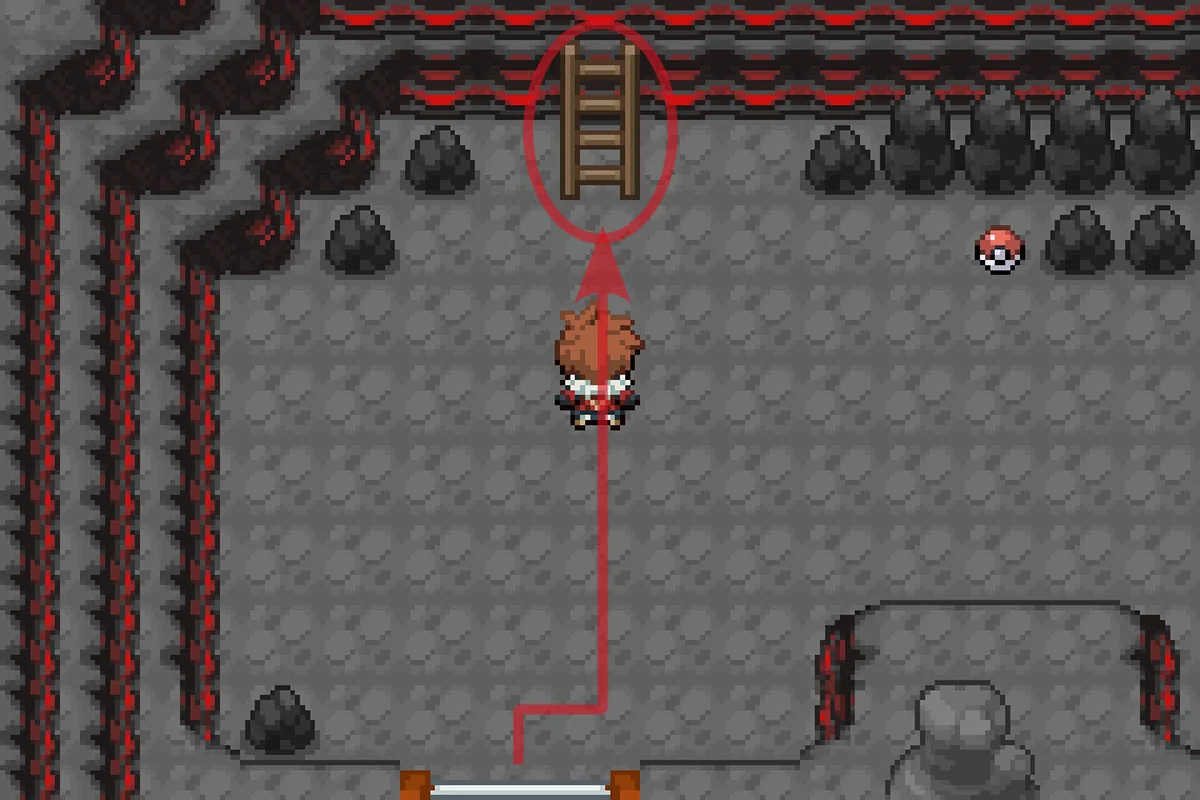 서쪽 사다리를 이용해 2층으로 올라가는 모습. / Pokémon Unbound