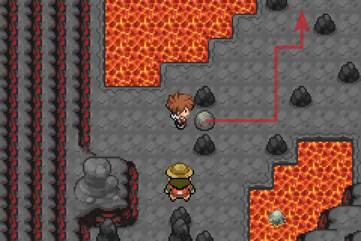 바위를 북쪽으로 미는 모습. / Pokémon Unbound