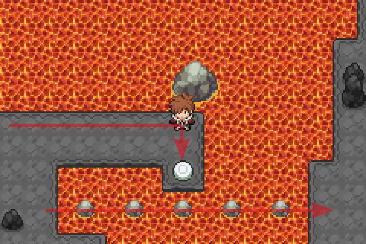 바위를 압력판 위로 미는 모습. / Pokémon Unbound