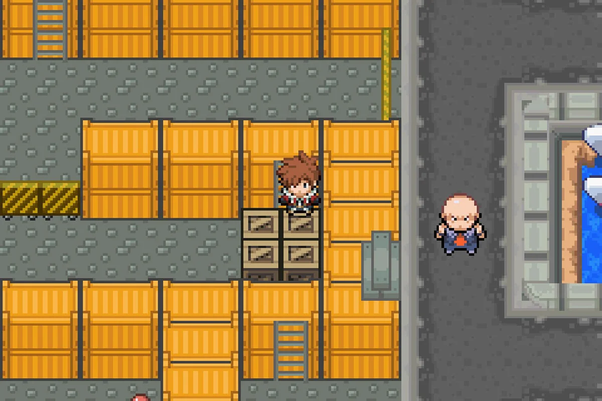 갈색 상자 위에서 엘레이드나이트를 찾는 모습. / Pokémon Unbound