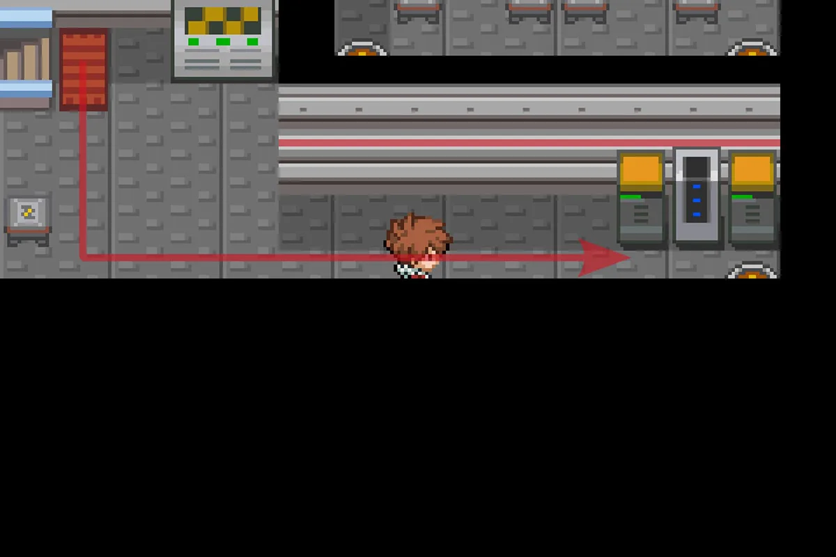 동쪽 순간이동 장치로 걸어 들어가는 모습. / Pokémon Unbound