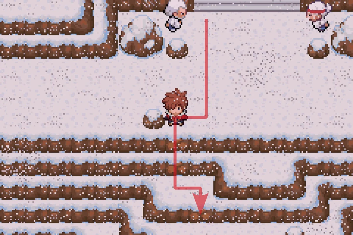 락클라임을 사용하여 내려가는 모습. / Pokémon Unbound