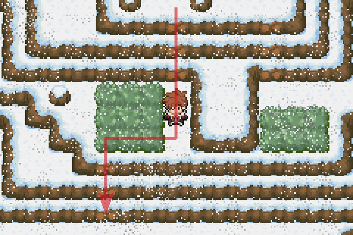 더 아래로 내려가면서 서쪽 측면을 유지하는 모습. / Pokémon Unbound