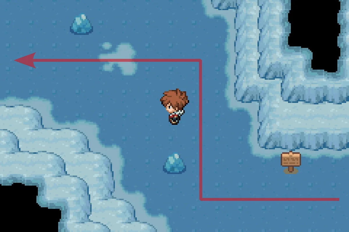 서쪽으로 가는 경로를 따라가는 모습. / Pokémon Unbound