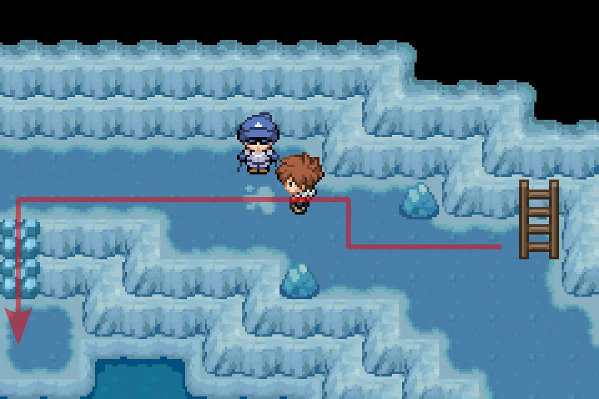 락클라임을 사용하여 벽을 오르는 모습. / Pokémon Unbound