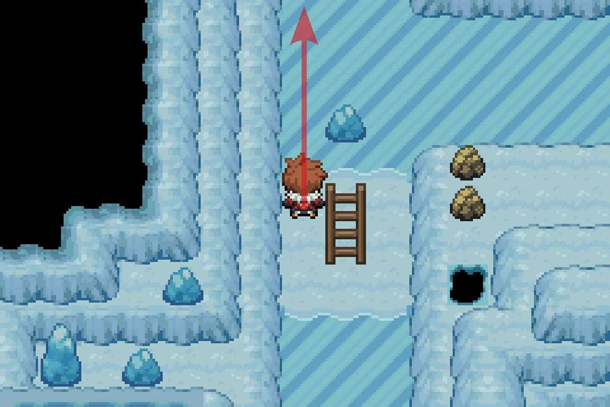 미끄러운 얼음으로 가는 모습. / Pokémon Unbound