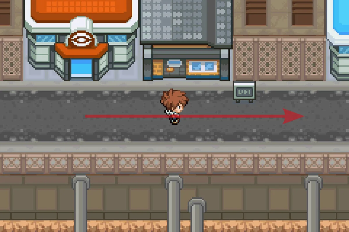 안티시스 시티 포켓몬센터에서 동쪽으로 가는 모습. / Pokémon Unbound