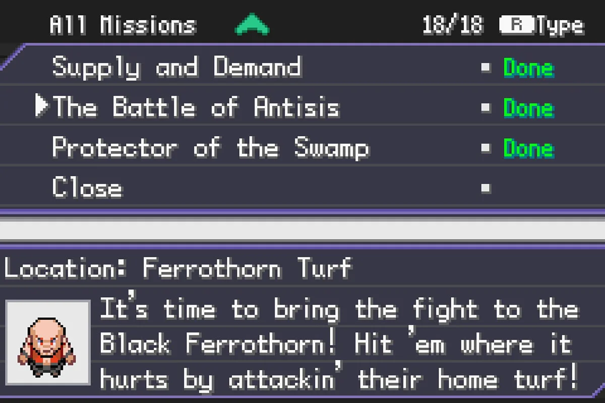 “The Battle of Antisis” 사이드 미션에 대한 정보. / Pokémon Unbound