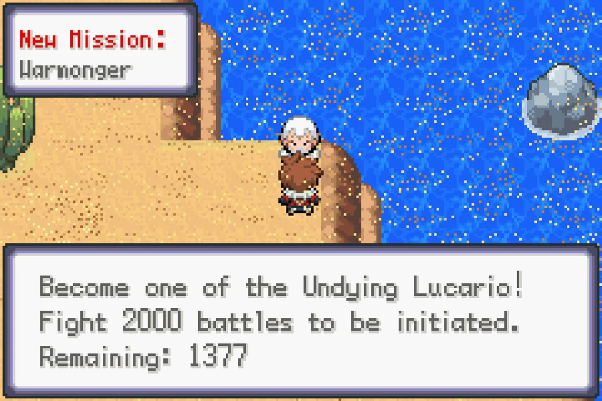 “Warmonger” 서브 미션 설명. / Pokémon Unbound