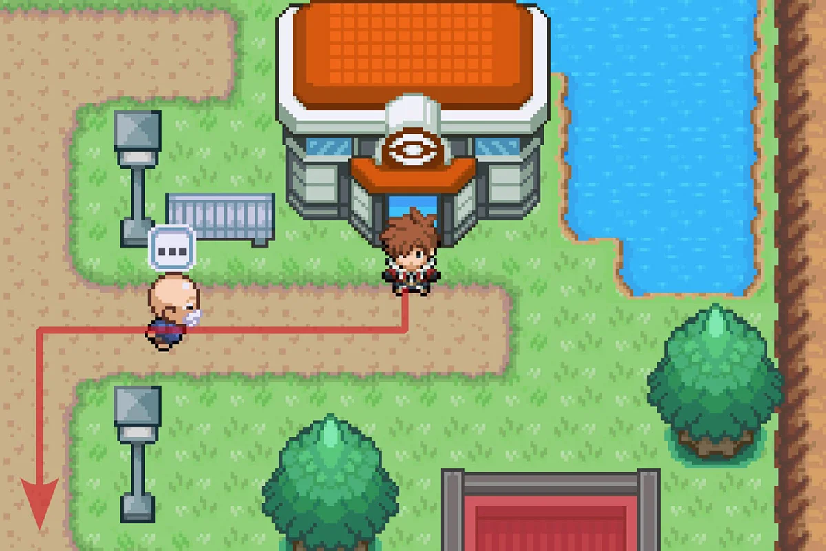 에피디미 타운 포켓몬센터 밖에 서 있는 모습. / Pokémon Unbound