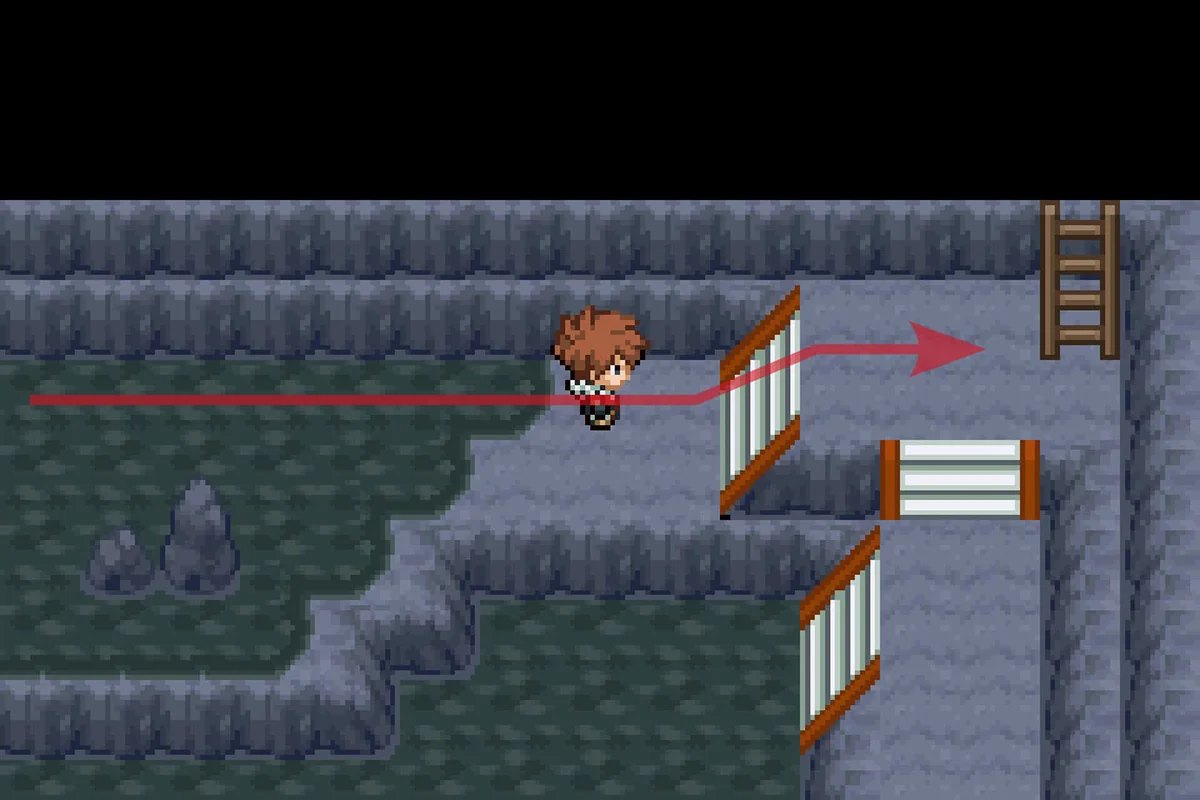 위층으로 가는 사다리를 이용하는 모습. / Pokémon Unbound