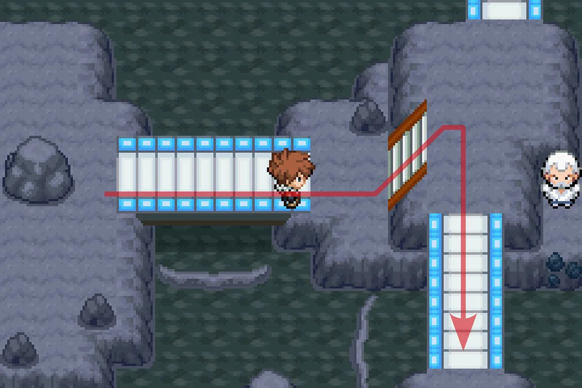 남쪽 다리로 가는 경로를 이용하는 모습. / Pokémon Unbound