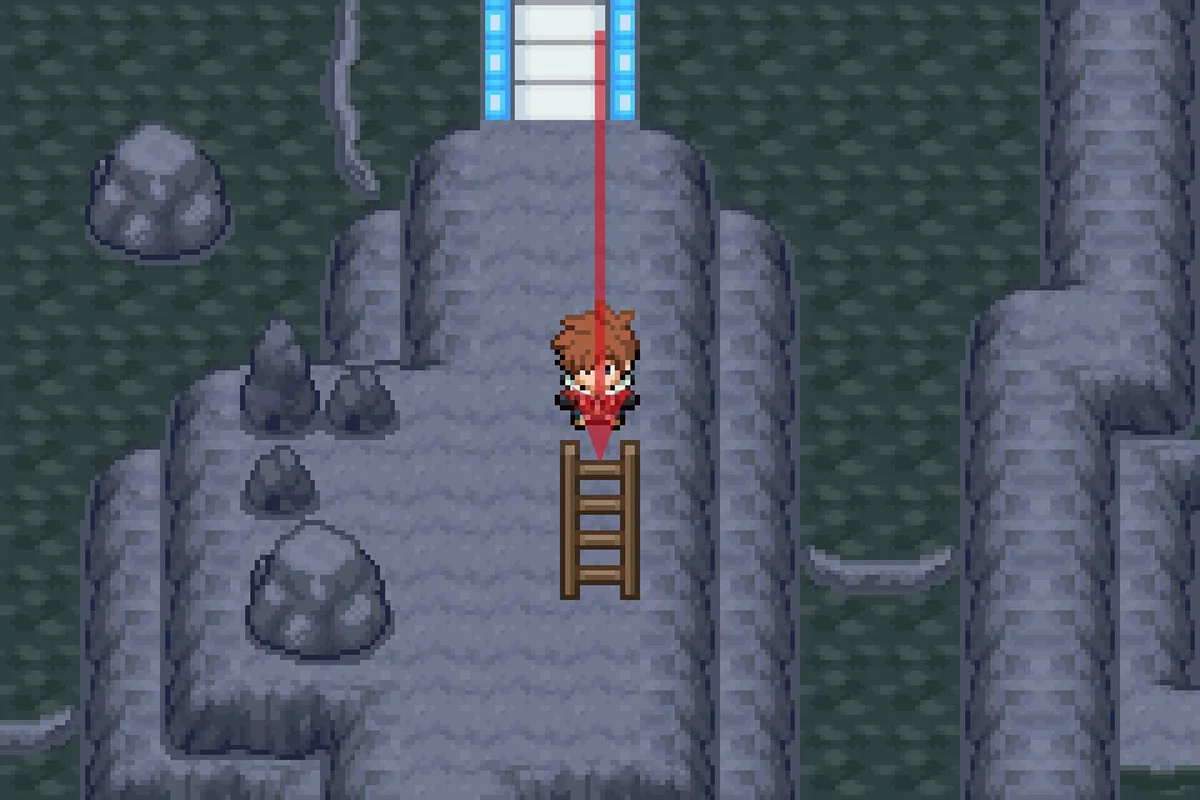 위층으로 가는 사다리를 이용하는 모습. / Pokémon Unbound