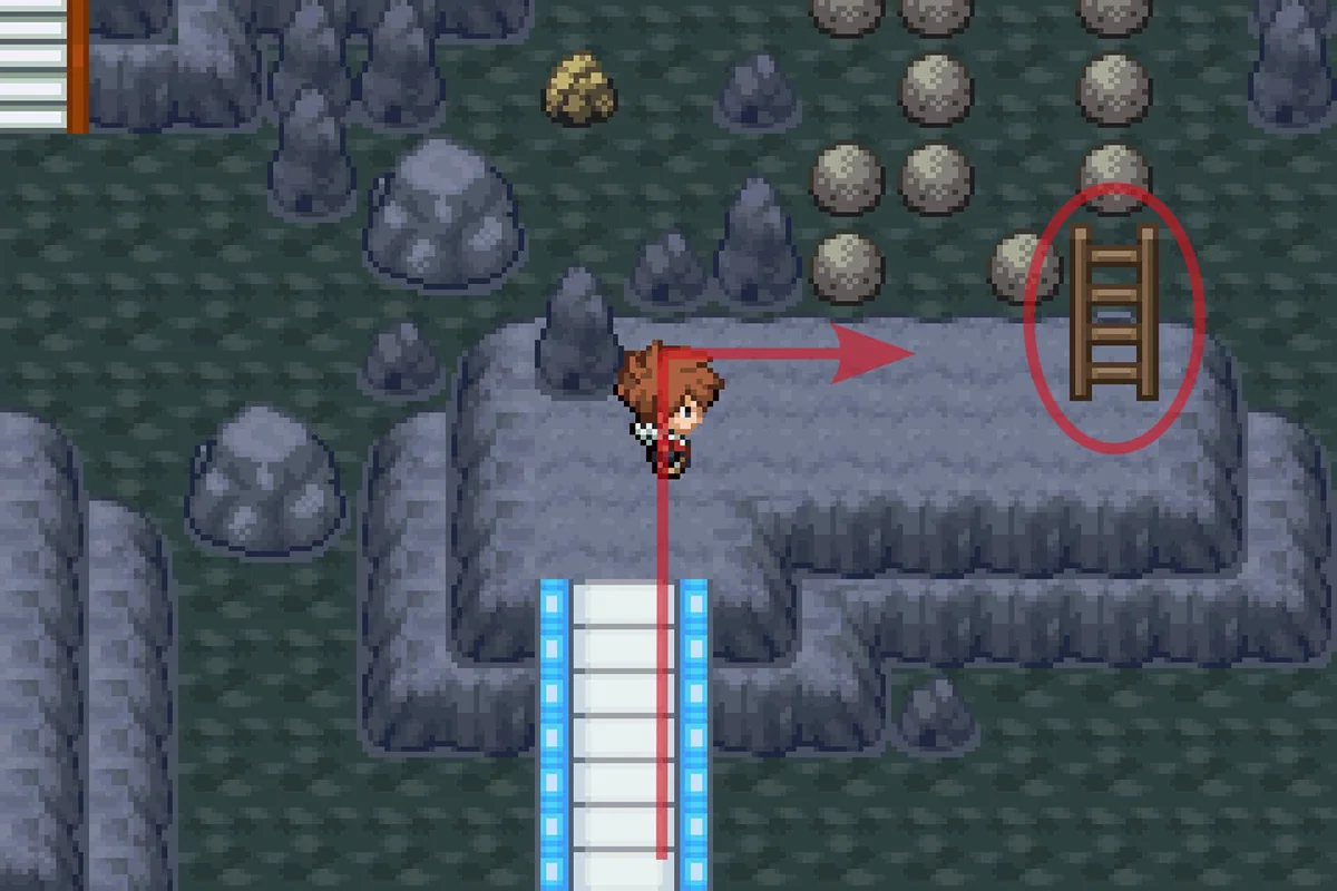 위로 올라가는 계단을 오르는 모습. / Pokémon Unbound