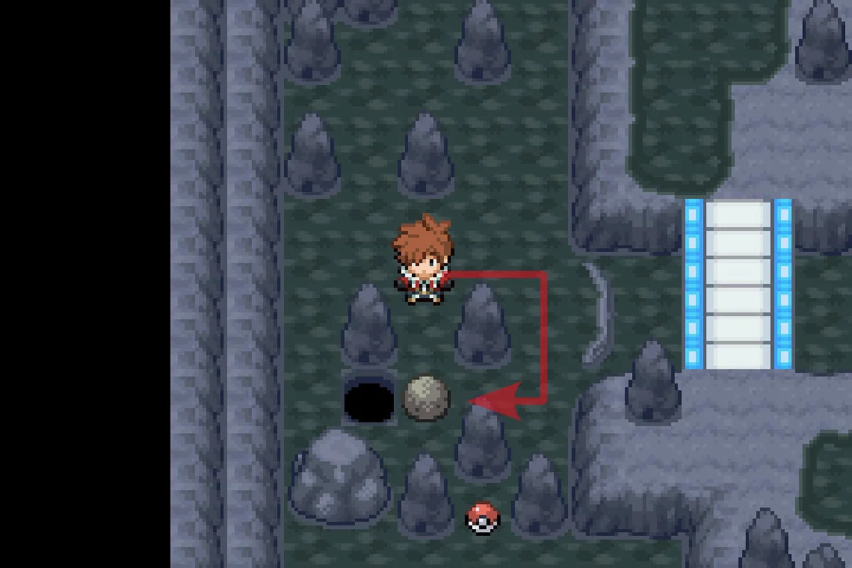 바위를 구멍을 통해 미는 모습. / Pokémon Unbound