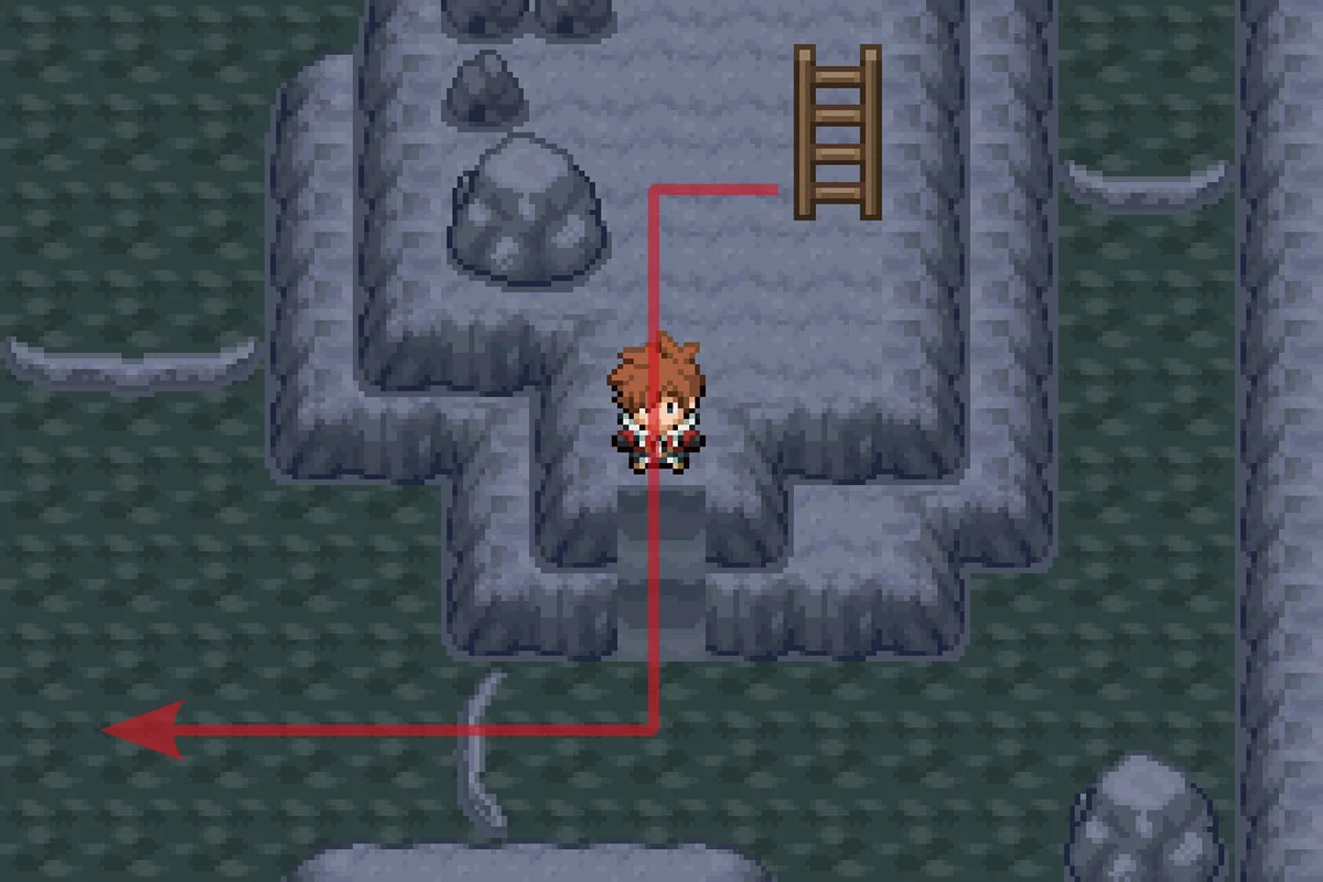 경사면을 내려가 서쪽으로 걷는 모습. / Pokémon Unbound