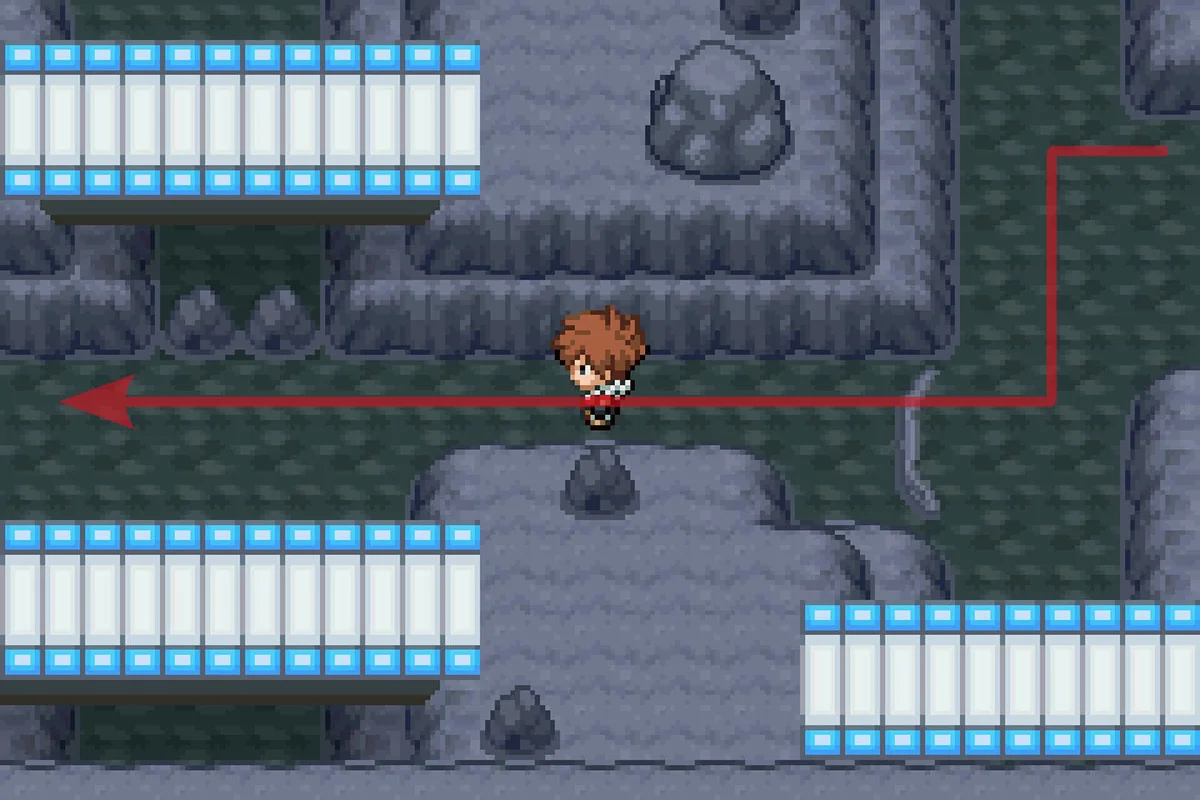 난간을 뛰어넘어 서쪽으로 계속 가는 모습. / Pokémon Unbound