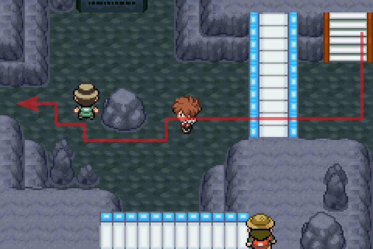 계단을 내려가 서쪽으로 걷는 모습. / Pokémon Unbound