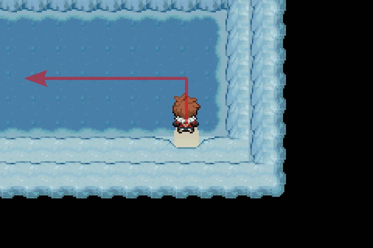 Icicle Cave에서 서쪽 경로를 따라가는 모습. / Pokémon Unbound