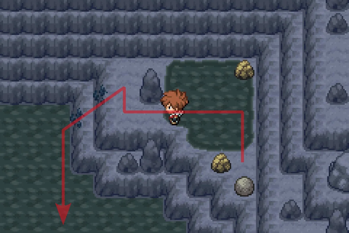 락클라임을 사용하여 벽에서 내려오는 모습. / Pokémon Unbound