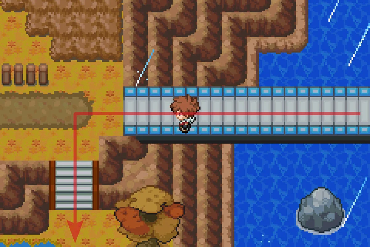 다리를 건넌 후 남쪽으로 가는 모습. / Pokémon Unbound