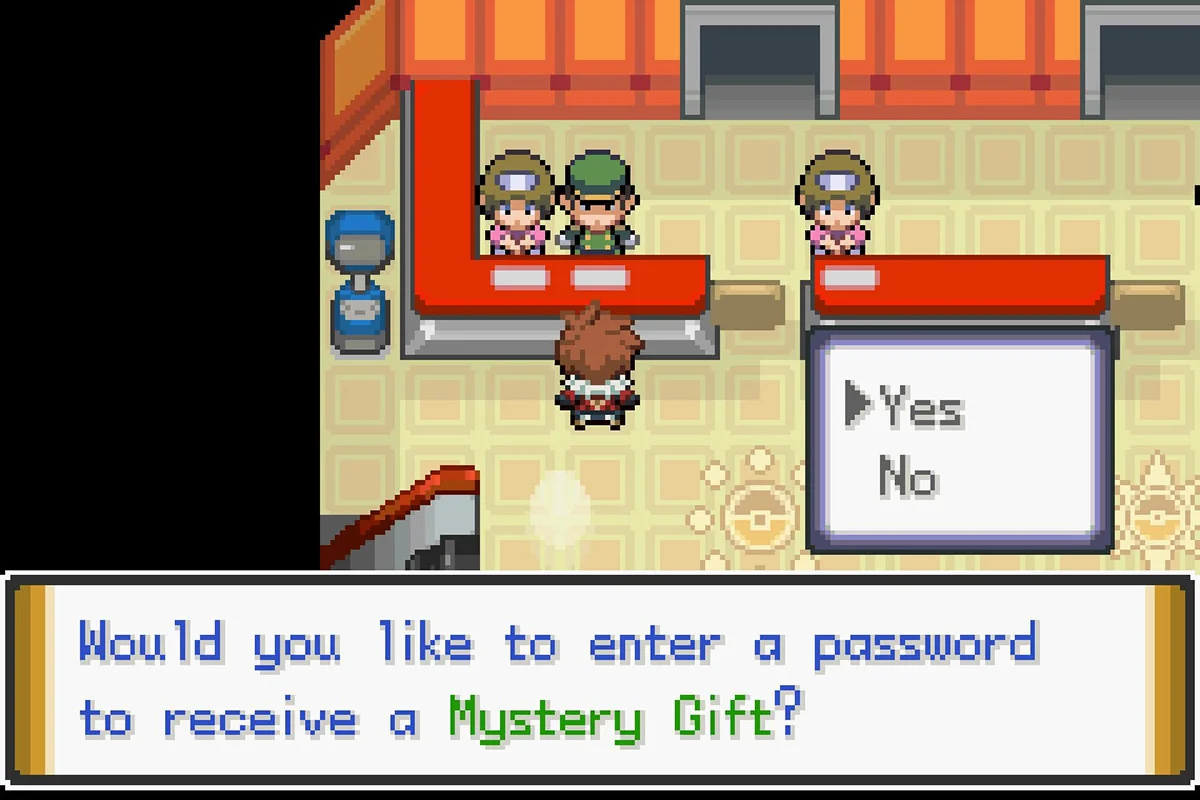 이상한 소포를 받겠다고 '예'라고 대답하는 모습. / Pokémon Unbound