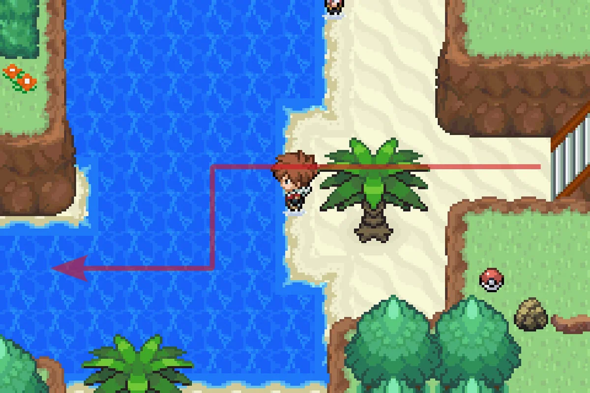 도시를 떠난 후 계속 서쪽으로 가는 모습. / Pokémon Unbound