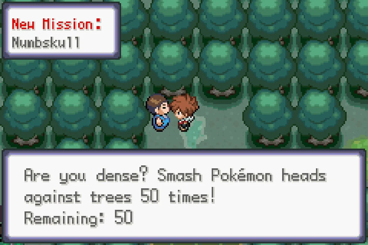 “Numb Skull” 서브 미션을 받는 모습. / Pokémon Unbound