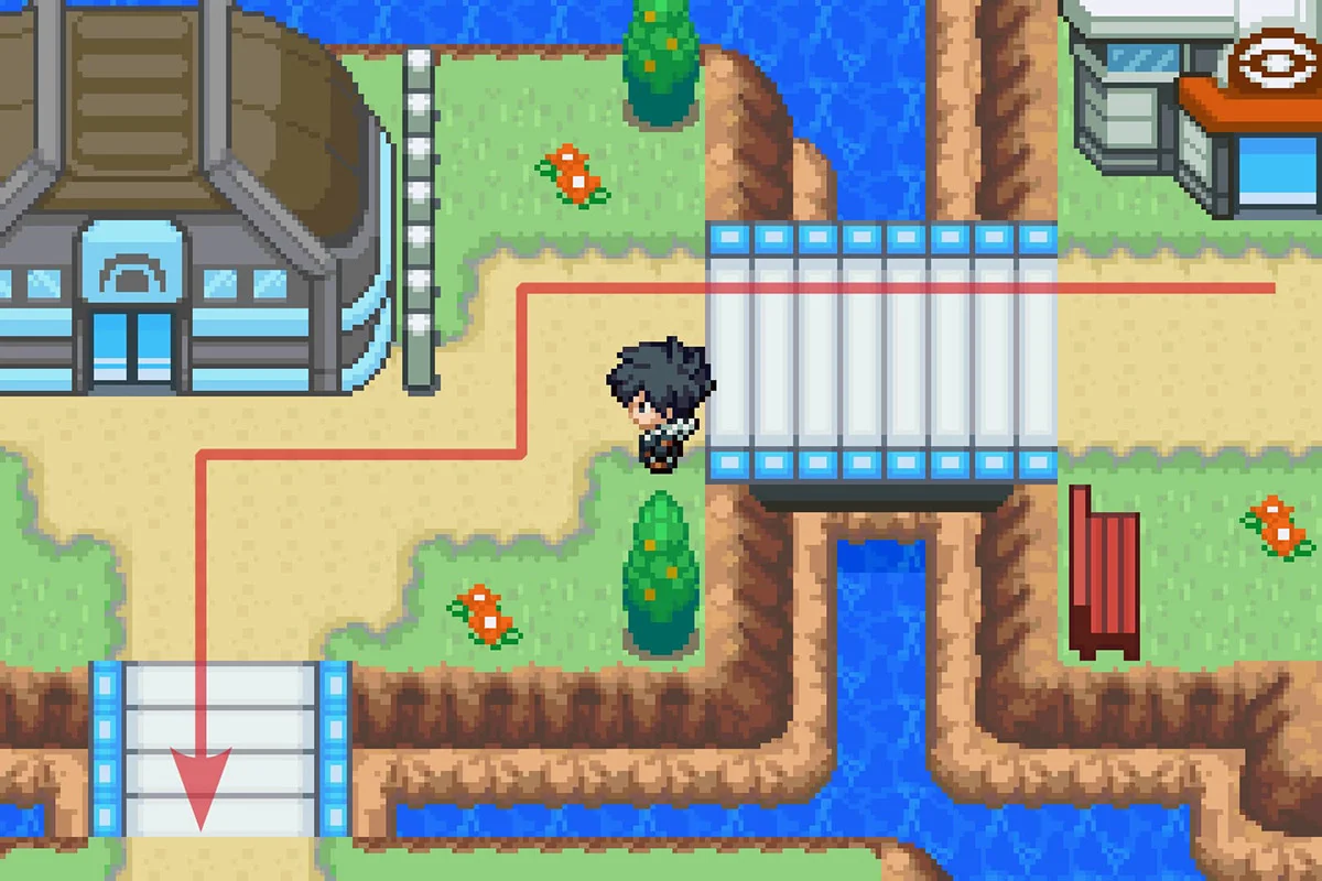 드레스코 타운 체육관 남쪽으로 걷는 모습. / Pokémon Unbound