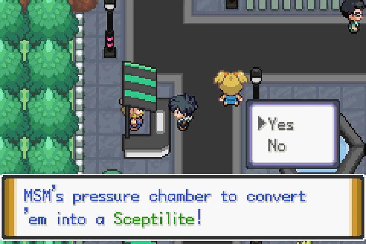 풀주얼 5개와 나무킹나이트를 교환하는 모습. / Pokémon Unbound