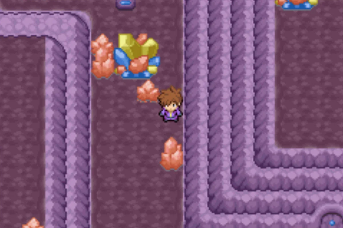 You’ll pass a blue totem and some orange crystals / Pokémon Unbound