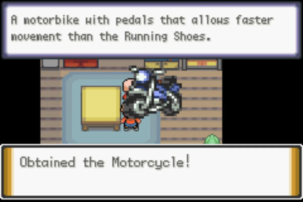 The Motorcycle is the same as the Bicycle from other games / Pokémon Unbound