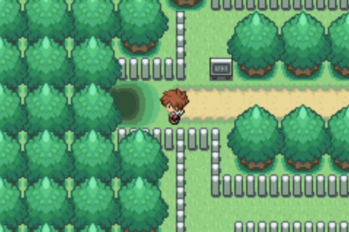 Grim Woods entrance from the Dresco Town side / Pokémon Unbound