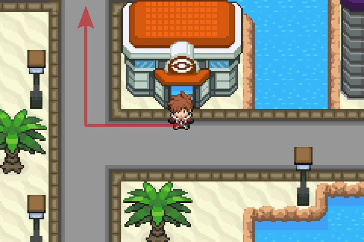 데하라시티 포켓몬 센터 밖. / Pokémon Unbound