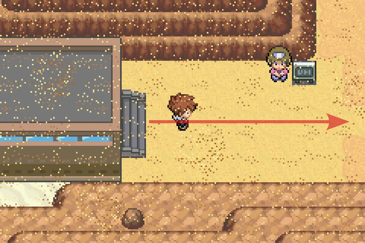 통로를 나온 후 동쪽으로 걷기. / Pokémon Unbound