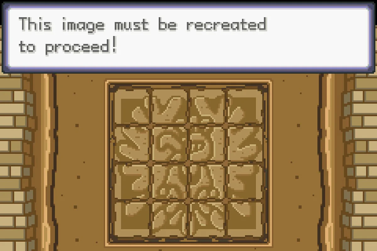 퍼즐을 풀기 위해 맞춰야 하는 이미지. / Pokémon Unbound