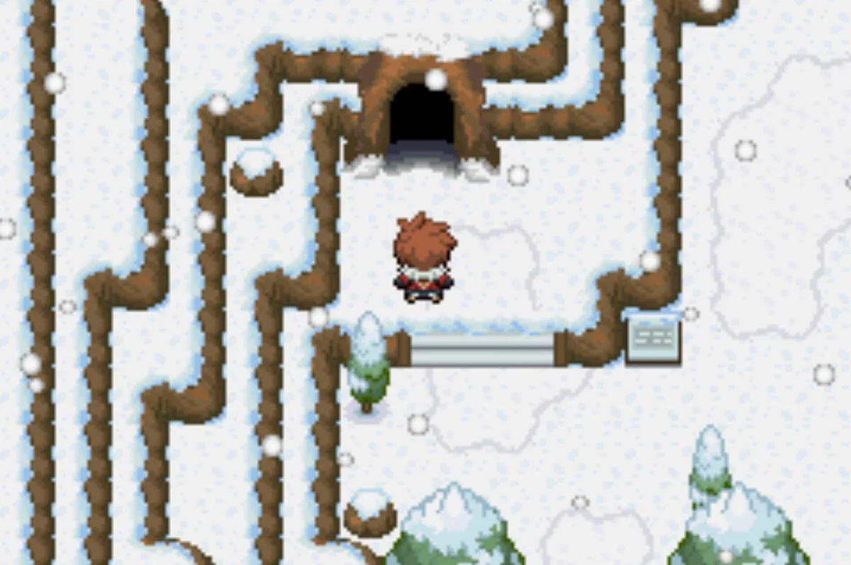 The entrance to Icicle Cave / Pokémon Unbound